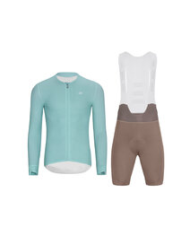 HOLOKOLO Cycling long sleeve jersey and bibtights - ELEVATE - brown/light blue